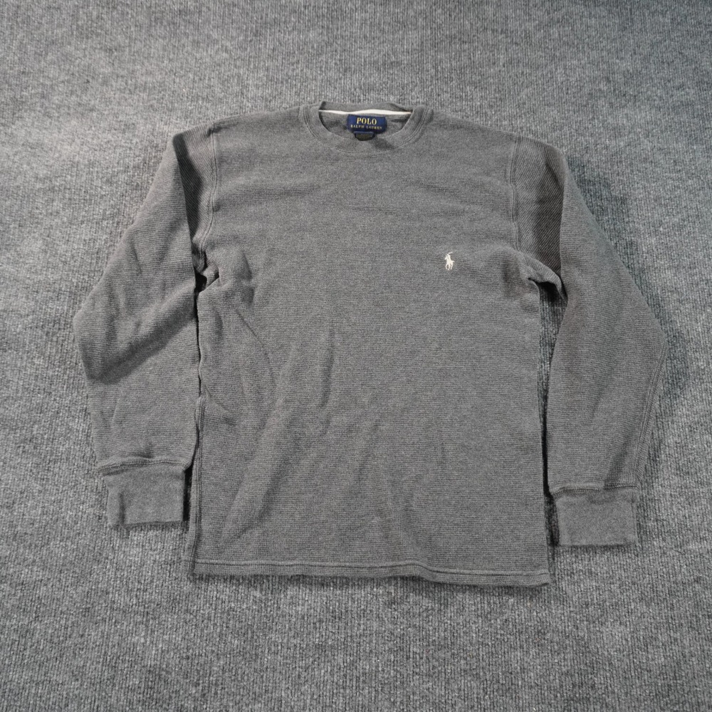 Polo Ralph Lauren Thermal Shirt Mens S Gray Waffle Knit Long Sleeve Pony Logo
